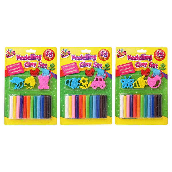 15 Colours Modelling Clay Strips Set For Art Craft Plasticine Play Doh Party