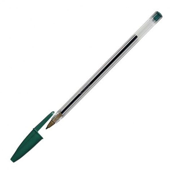 BIC Classic Green Ballpoint Pen | Transparent Barrel, Comfortable Grip