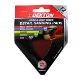 dekton 12 piece hook and loop assorted detail sanding pads  93x93mm