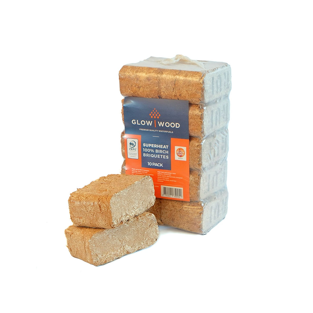 Glow Wood Superheat Birch Briquettes | Pack of 10