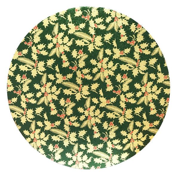 Anniversary House Holly Print Round Cake Board | 10in | Assorted