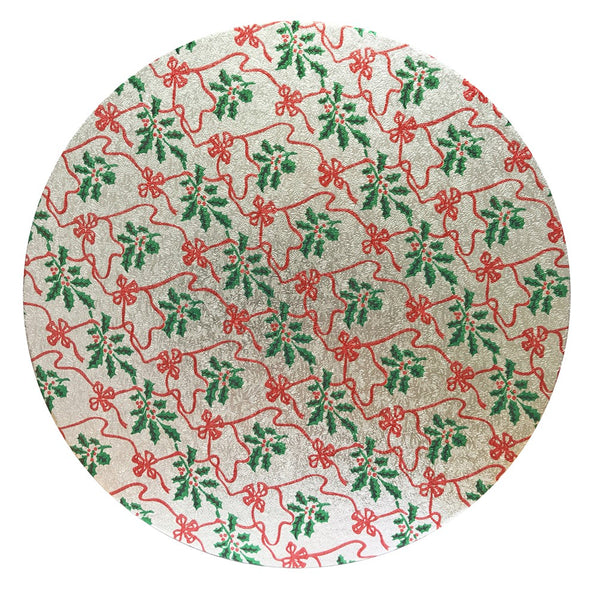 Anniversary House Holly Print Round Cake Board | 10in | Assorted