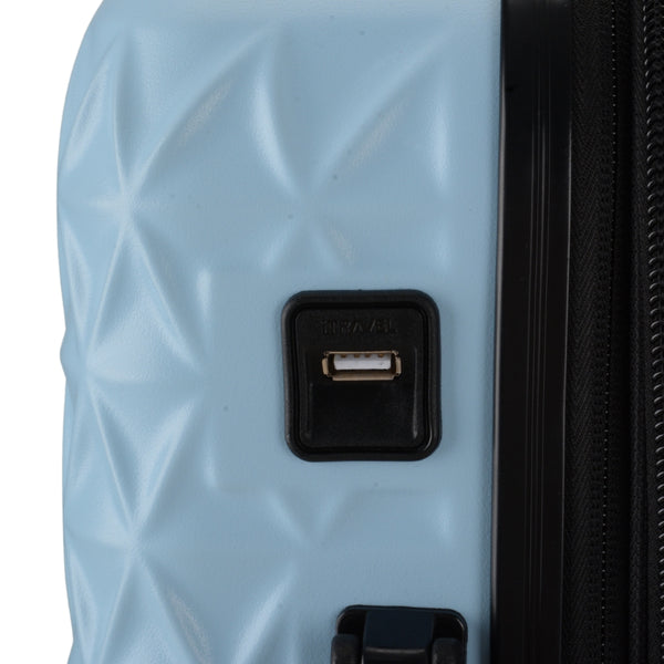 Travel Select Ashington Light Blue Cabin Luggage 22in | USB Charger Port & Combination Lock