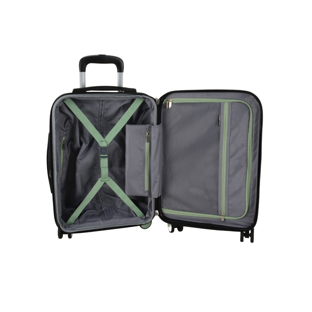 Travel Select Ashington Quiet Green Cabin Luggage 22in | USB Charger Port & Combination Lock