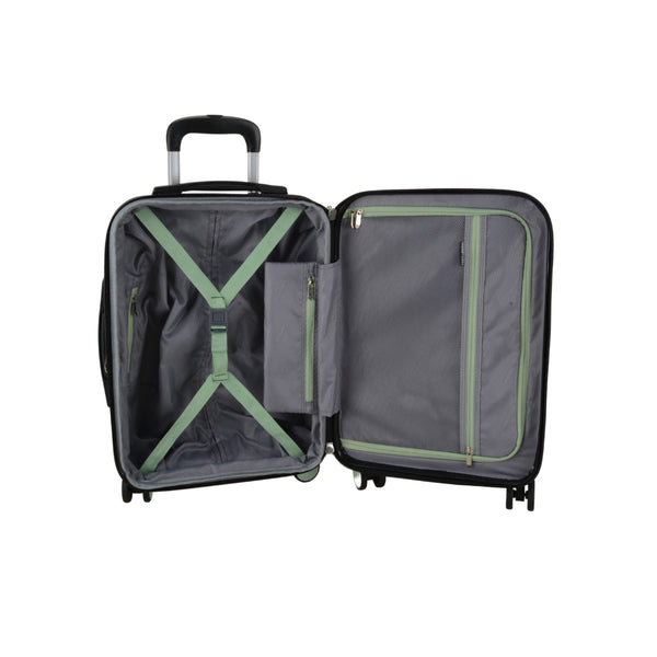 Travel Select Ashington Quiet Green Cabin Luggage 22in | USB Charger Port & Combination Lock