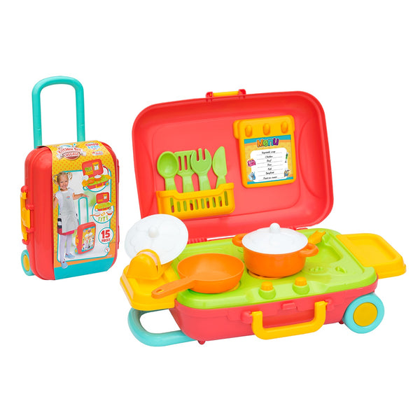 Kitchen Set Trolley | 15-Piece Role Play Toy Set for Young Chefs