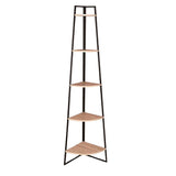 Urban Living 5 Tier Corner Shelf Unit | Dark Metal and Wood | 34x34 cm Per Shelf