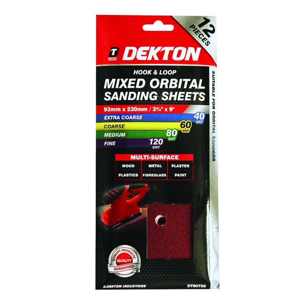 dekton hook  loop sanding sheets  12 piece  93x230mm