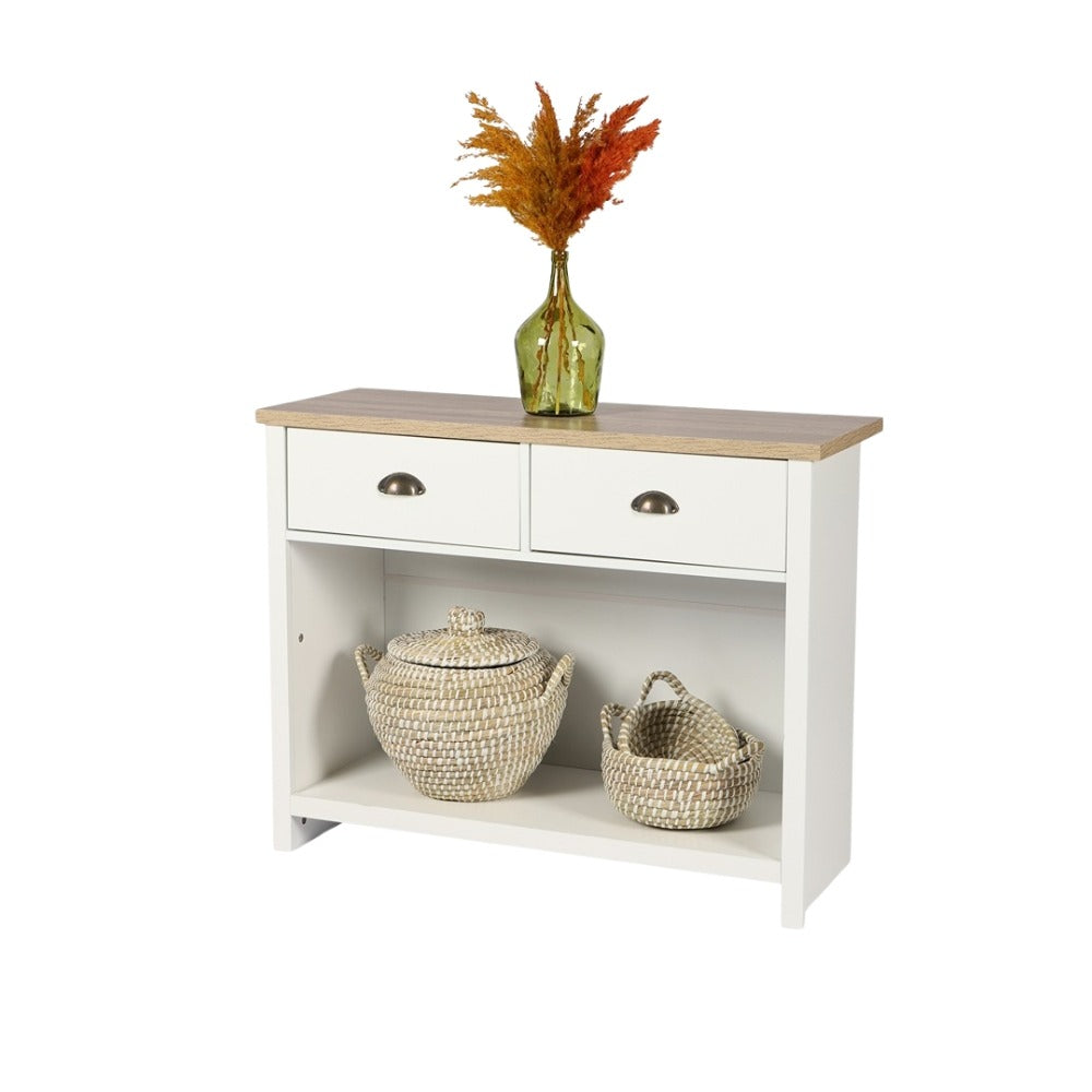 Urban Living Virginia Console Table | Two-Tone Wood and White Finish | 97cm x 35cm x 76cm