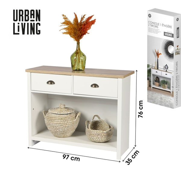 Urban Living Virginia Console Table | Two-Tone Wood and White Finish | 97cm x 35cm x 76cm