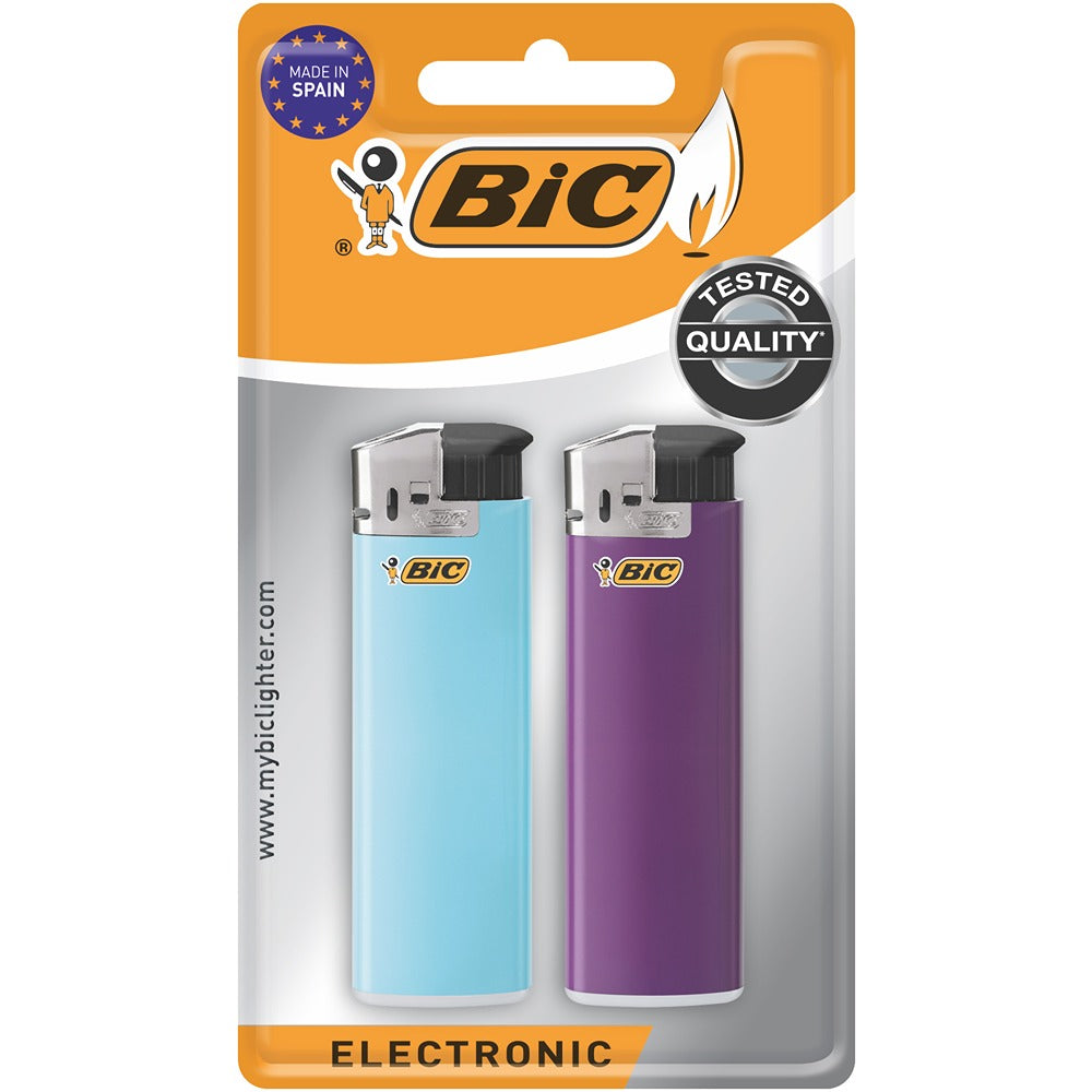 BIC Electronic Lighters Bicolour 2pk | Reliable Spark, Long-lasting Performance