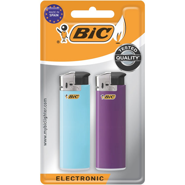 BIC Electronic Lighters Bicolour 2pk | Reliable Spark, Long-lasting Performance