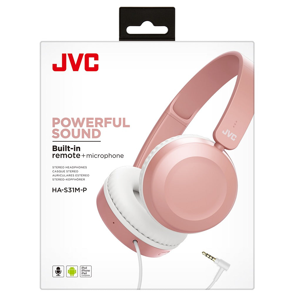 JVC Dusty Pink Headphones | Built-in Remote & Mic