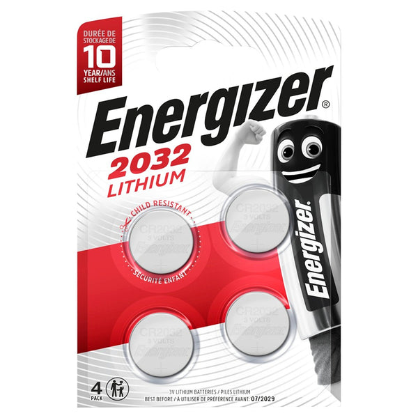 Energizer Button Cell Batteries CR2032 3V Lithium | Pack of 4