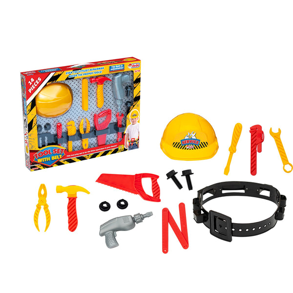 Interactive Tool Set with Belt | Kids Construction Role Play Kit with Window Box