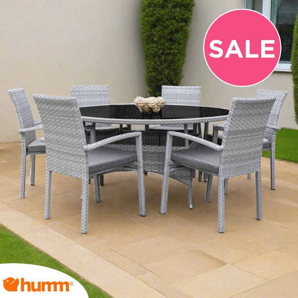 Lifestyle Living Verona 6 Seater Grey Rattan Dining Furniture Set