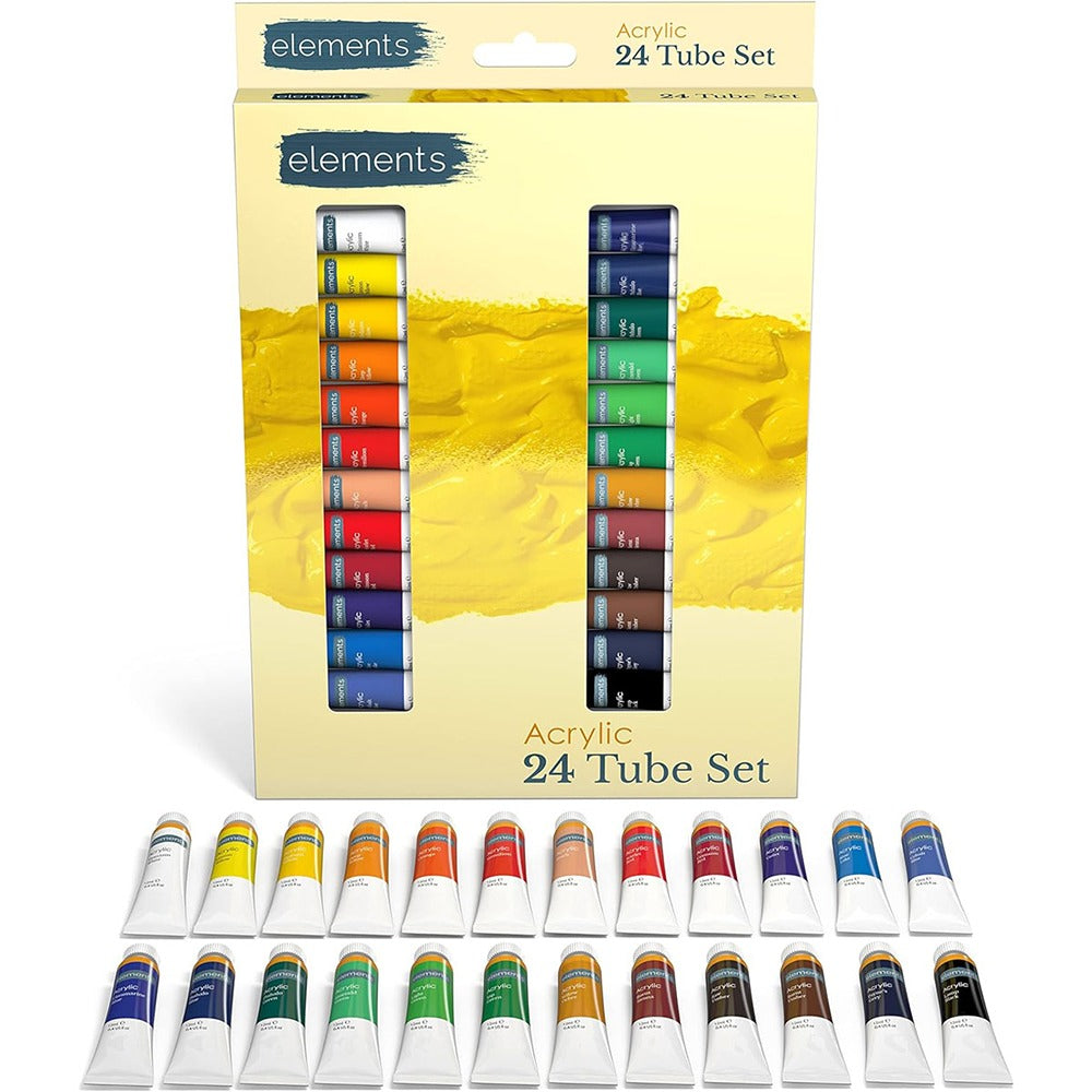 Elements Vibrant Acrylic Paint Tubes Set | 24 Colours