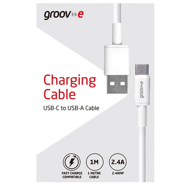 Groov-e USB-C to A Cable | 1M White | Fast Charging | 2.4A