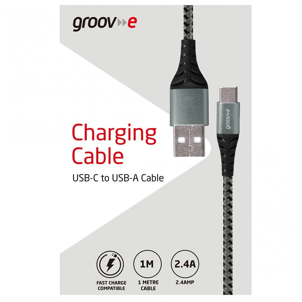 Groov-e Braided USB-C to A Cable | 1M | 2.4A Fast Charging