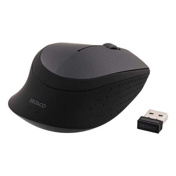 Deltaco Wireless Optical Mouse | Black Ergonomic Design