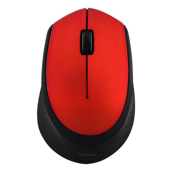 Deltaco Wireless Optical Mouse | Red, Ergonomic, Ambidextrous