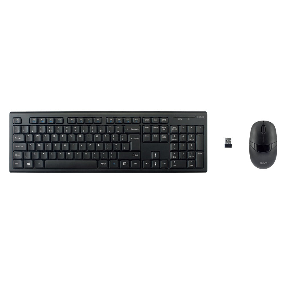 Deltaco Wireless Keyboard & Mouse Set | Black Finish