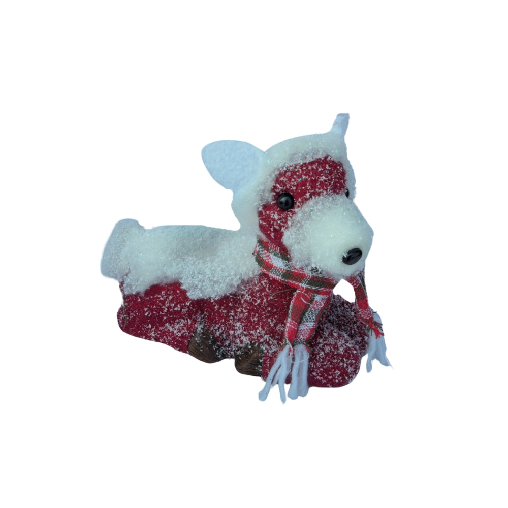 Sitting Deer with Scarf Red | Height 20cm