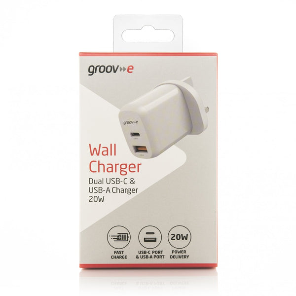 Groov-e Dual USB-A & C Wall Charger | 20W