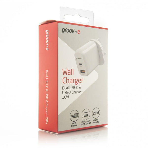 Groov-e Dual USB-A & C Wall Charger | 20W