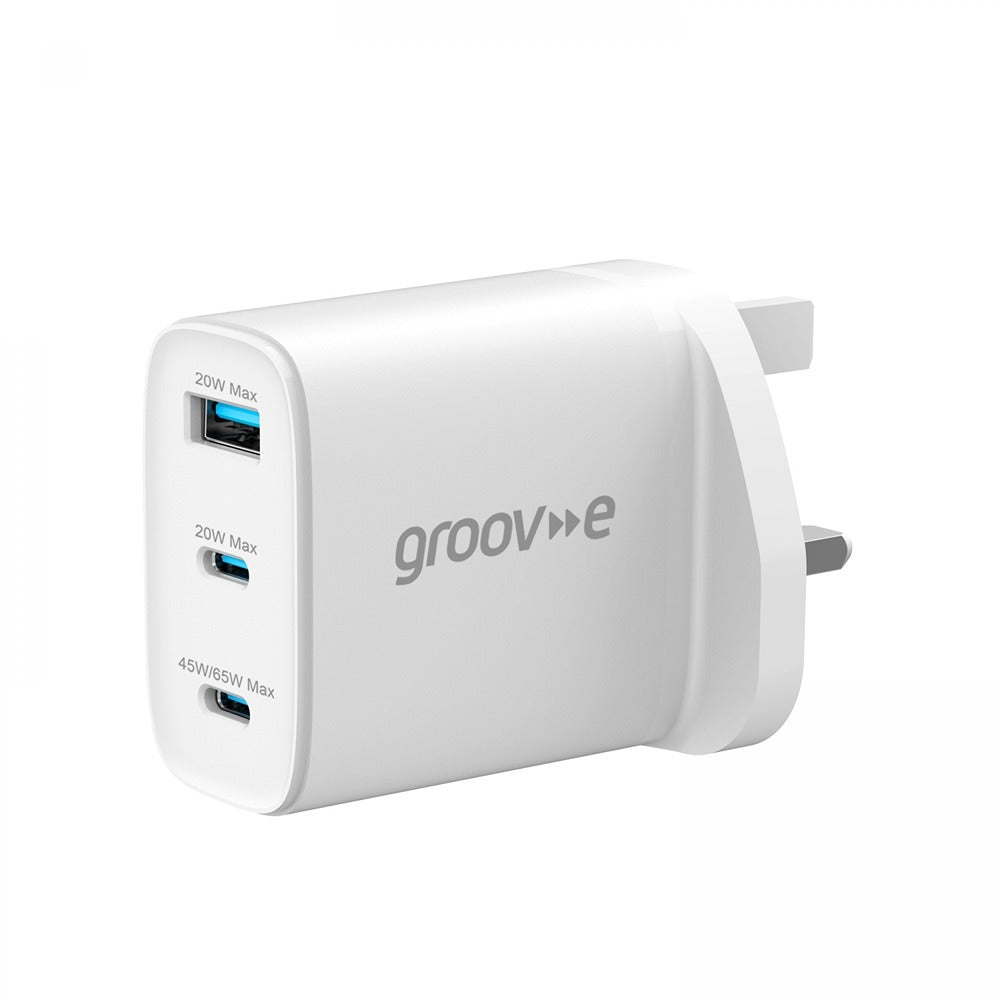 Groov-e 3-Port USB Mains GaN Charger | 65W