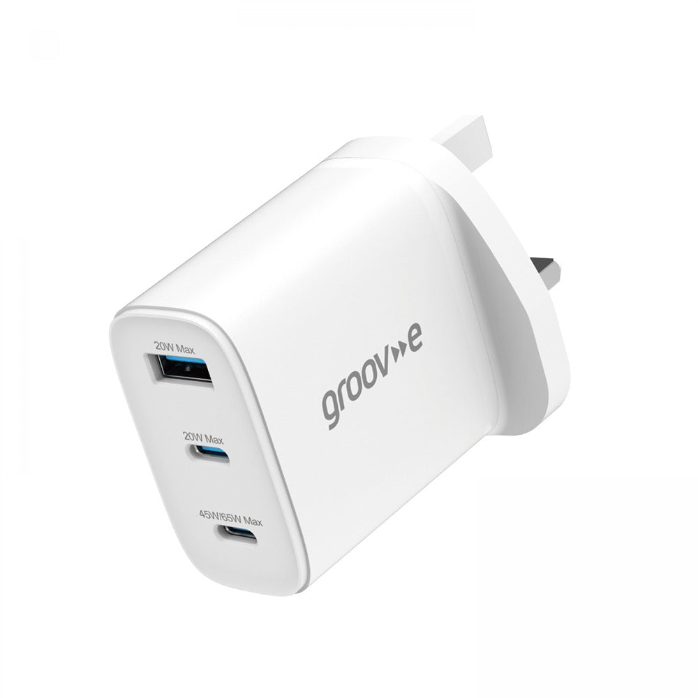 Groov-e 3-Port USB Mains GaN Charger | 65W