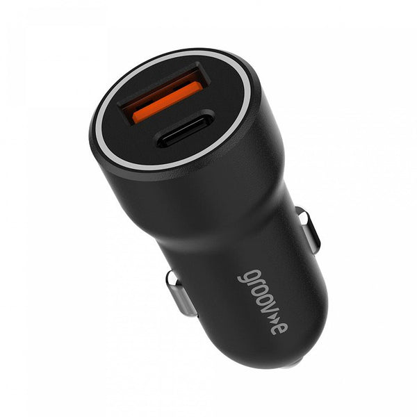 Groov-e Dual USB-A & C Car Charger | 20W | Black