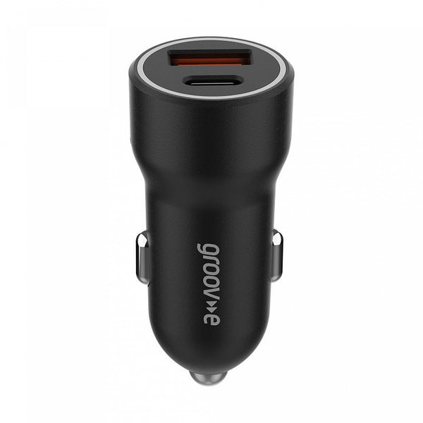 Groov-e Dual USB-A & C Car Charger | 20W | Black