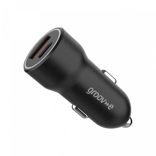 Groov-e Dual USB-A & C Car Charger | 20W | Black