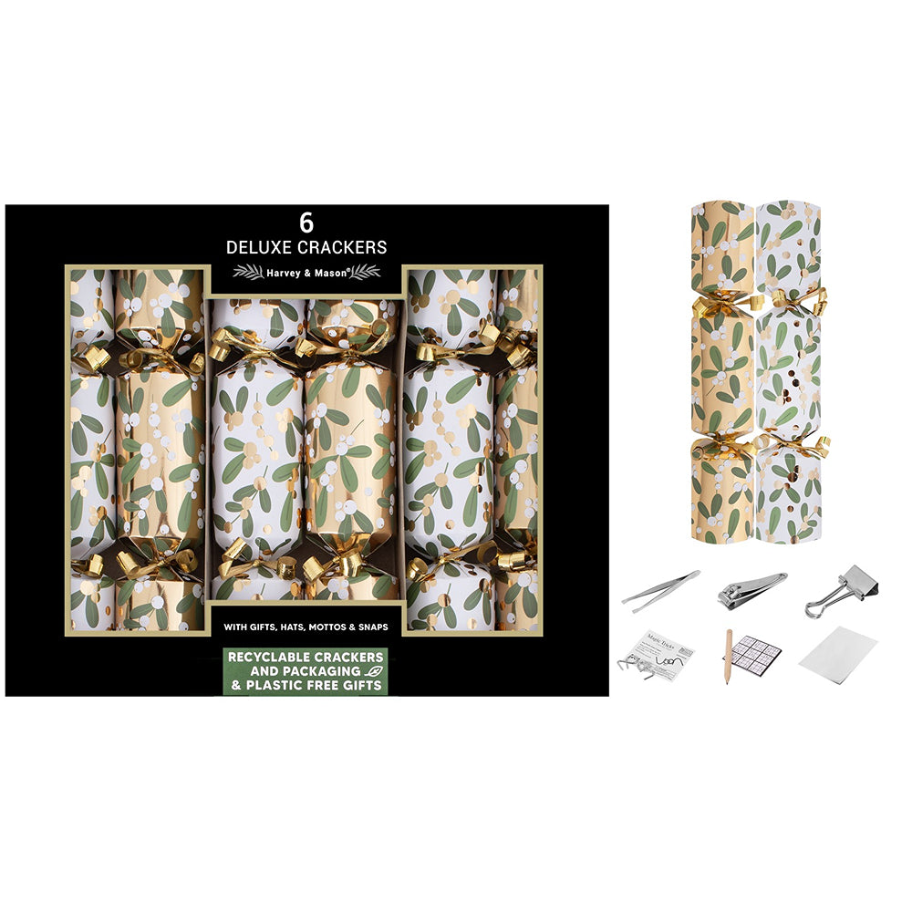 Harvey & Mason Mini Mistletoe Christmas Crackers | Pack of 6