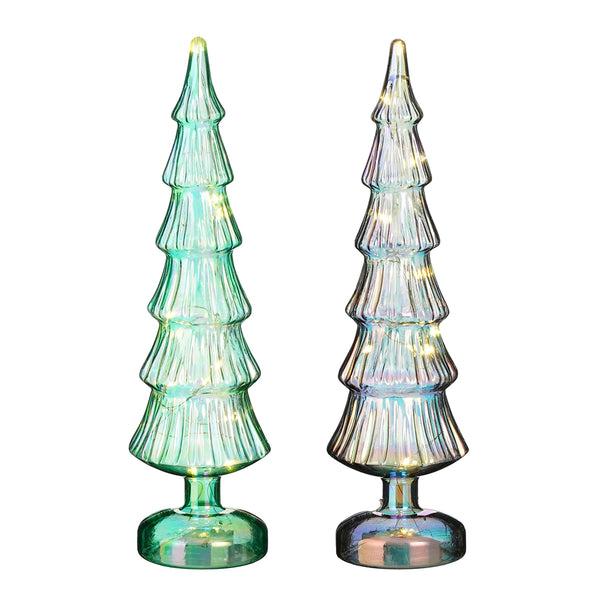 LED Christmas Glass Tree 30cm | 2 Assorted  Designs