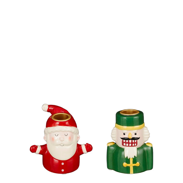 Nutcracker Santa Candleholder 9cm | 2 Assorted