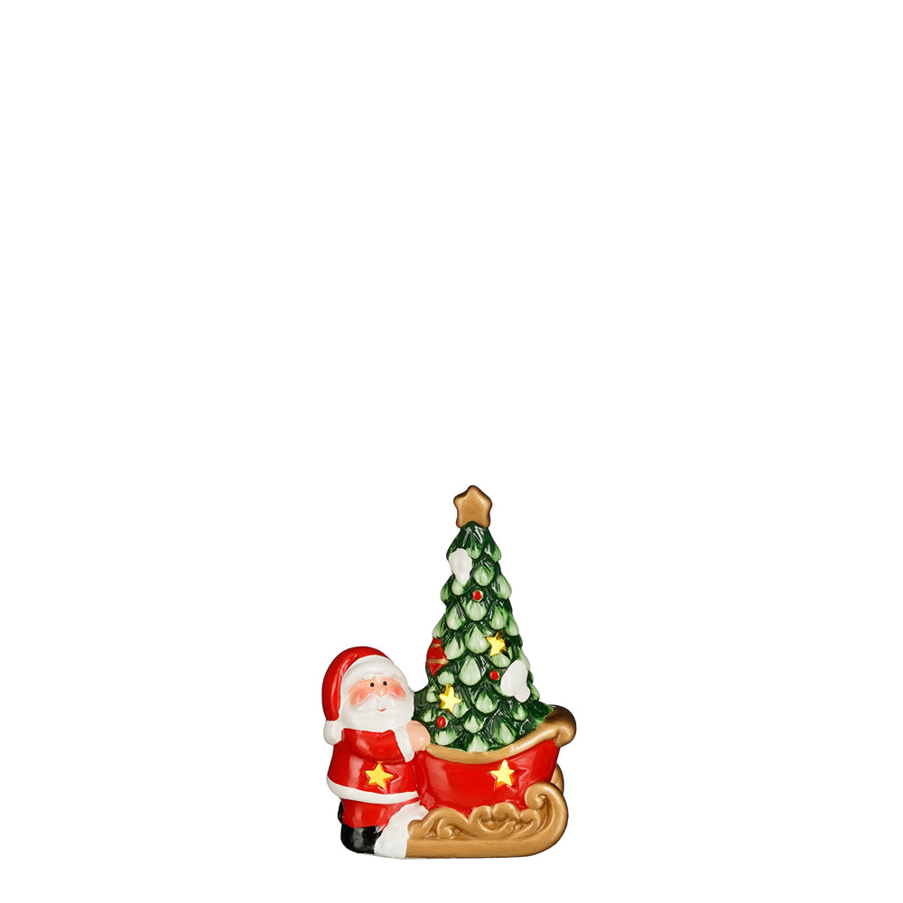 LED Santa with Christmas Tree Decoration | 13cm