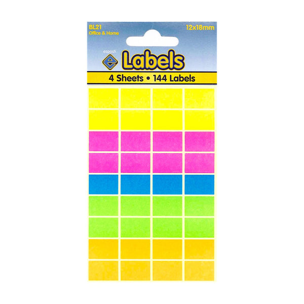 Esposti Vibrant Coloured Labels | 12x18mm | Pack of 4