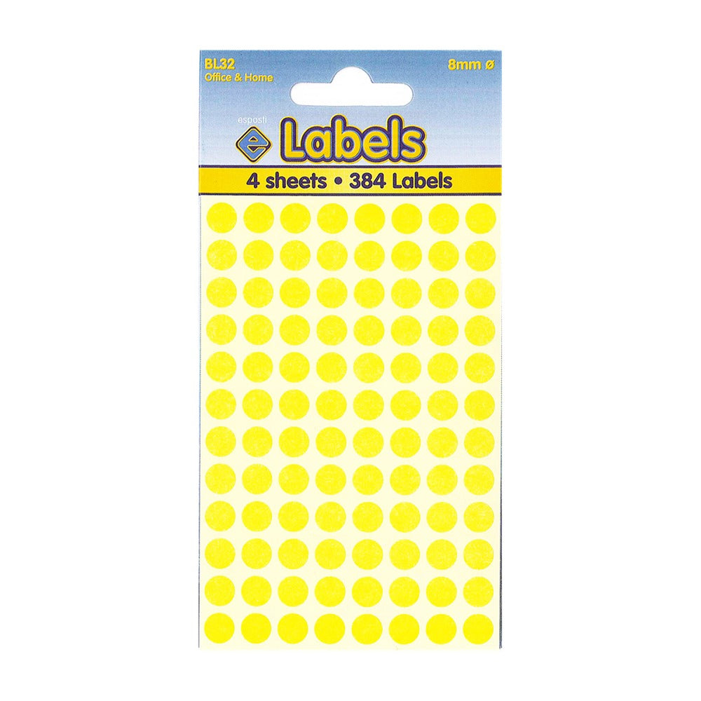 Esposti High Visibility Yellow Dot Labels | 8mm, Pack of 4