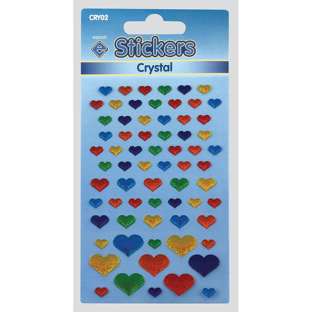 Esposti Crystal Hearts Novelty Stickers | Radiant Colours and Glittery Finish