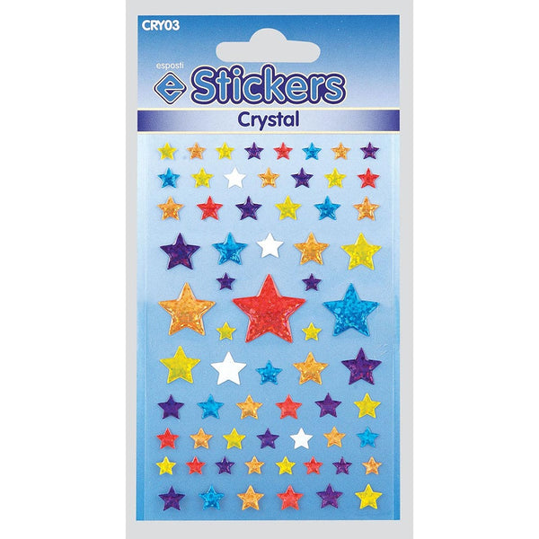 Esposti Crystal Stars Novelty Stickers | Kaleidoscope of Colours and Sizes