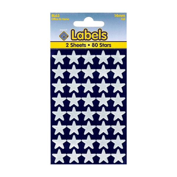 Esposti Star-Shaped Silver Foil Labels | 14mm, 80-Pack