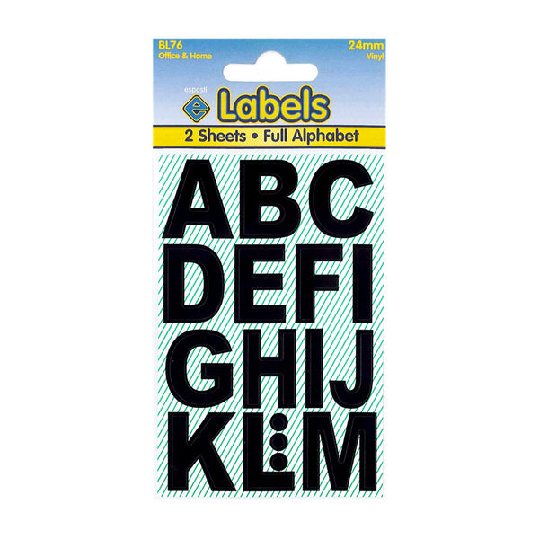 Esposti Durable Vinyl Large Black Letters | 24mm, 2-Pack