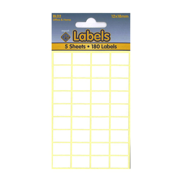 Esposti Professional Finish White Labels | 12X18mm, 5-Pack