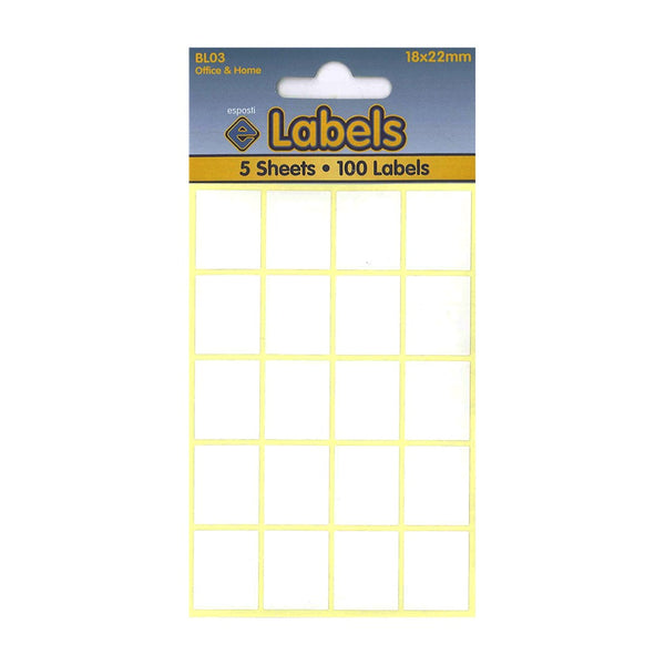 Esposti White Adhesive Labels | 18X22mm 5-Pack