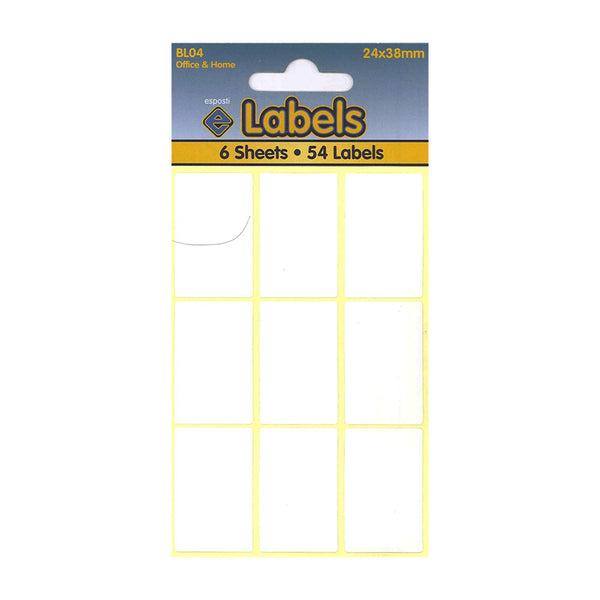 Esposti White Adhesive Labels | 24X38mm 6pk