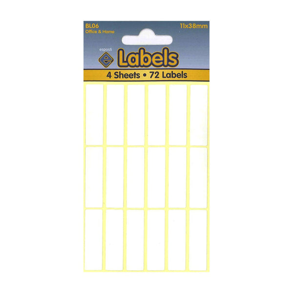 Esposti White Labels | 11x 38mm | Pack of 4 | Ideal for Workspace Organisation