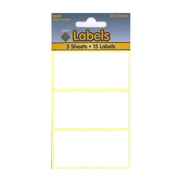 Esposti Premium Quality White Labels | 37 x 76mm | Pack of 5