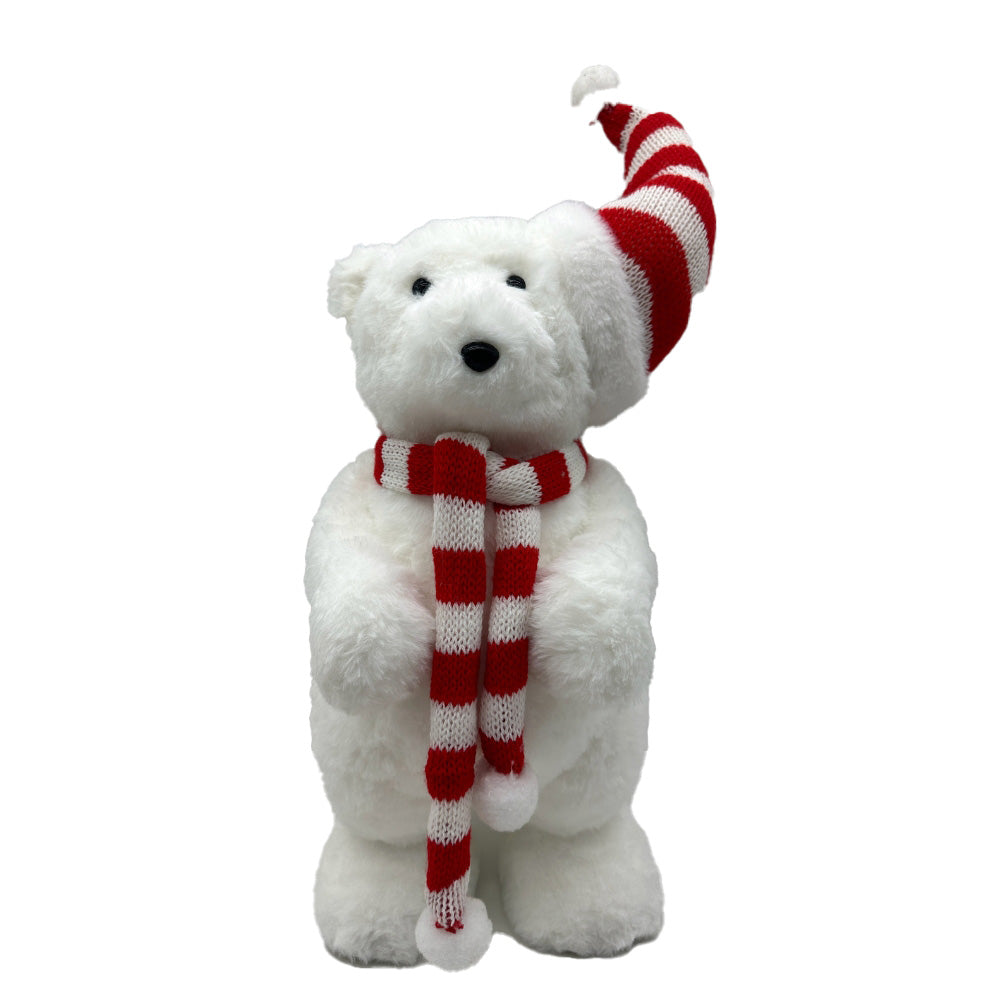 Standing Polar Bear With Hat & Scarf